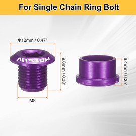 sourcing map 5pcs Single Chain Ring Bolts M8 Aluminum Alloy Bicycle Crankset Nuts Chainwheel Screw for Road Bike Mountain Bike, Purple
