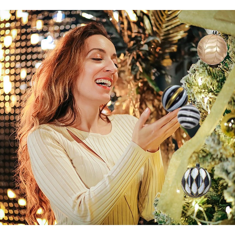 Christmas Baubles Christmas Tree Decoration Set, 30 Pieces, Black Gold