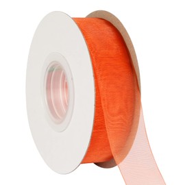 AVANAVA 2.5cm Wide Clear Organza Ribbon Multi Colour for Gift Wrapping Bouquet Wedding Decoration Floral Arrangement 45m (Torrid Orange)