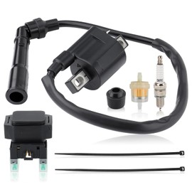 GoaMotors Ignition Coil with Fuel Line Spark Plug Solenoid Relay Compatible with Yamaha Grizzly 660 YFM660 Rhino 660 YXR660 YXR66 4WD Compatible with Suzuki 250 300E Compatible with Kawasaki KSF400