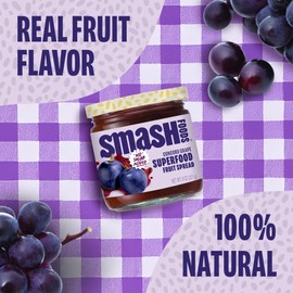 Smash Foods Grape Jam | Low-Calorie, No Sugar Added Keto Jam with Upcycled Fruit & Chia Seeds | Vegan, Paleo Superfood Fruit Spread (1 Jar)