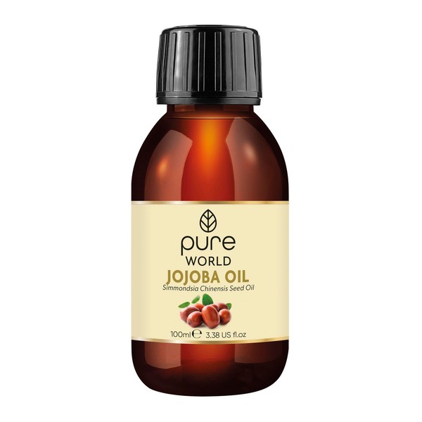 Pure World Natural Jojoba Oil 100% Pure and Undiluted 100ml. Cold Pressed Premium Quality Jojoba Oil – Skin, Nails, Body and Face, Vegan…
