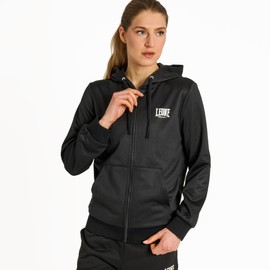 LEONE 1947 ABX146 Felpa con Cappuccio Zip Logo Poly French Terry Nero S