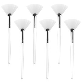Pack of 6 Face Brushes Fan Brush Face Mask Soft Makeup Mask Brushes with Transparent Plastic Handle Face Brushes Acid Applicator for Mud Face Cream