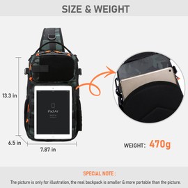 NEW VIEW Fishing Backpack, Waterproof Tackle Sling Bag with Rod Holder, Shoulder Packs for 3600 Tackle Boxes Storage, Fly Fishing Bags for Men (Camo Green)