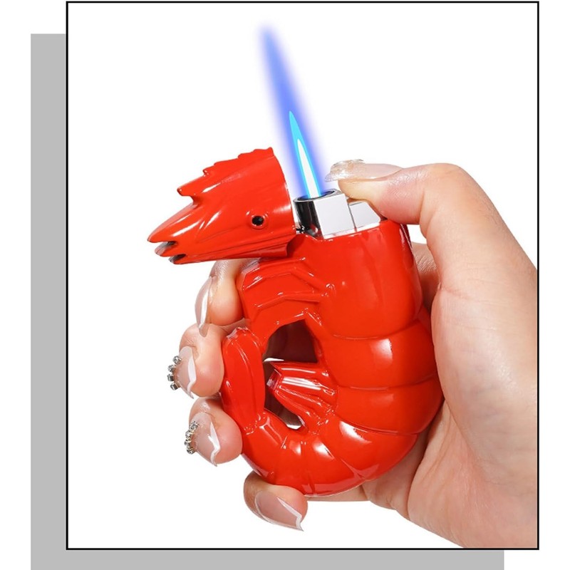 Torch Lighter, Unique Creative Prawns Design Butane Lighter, Windproof Adjustable