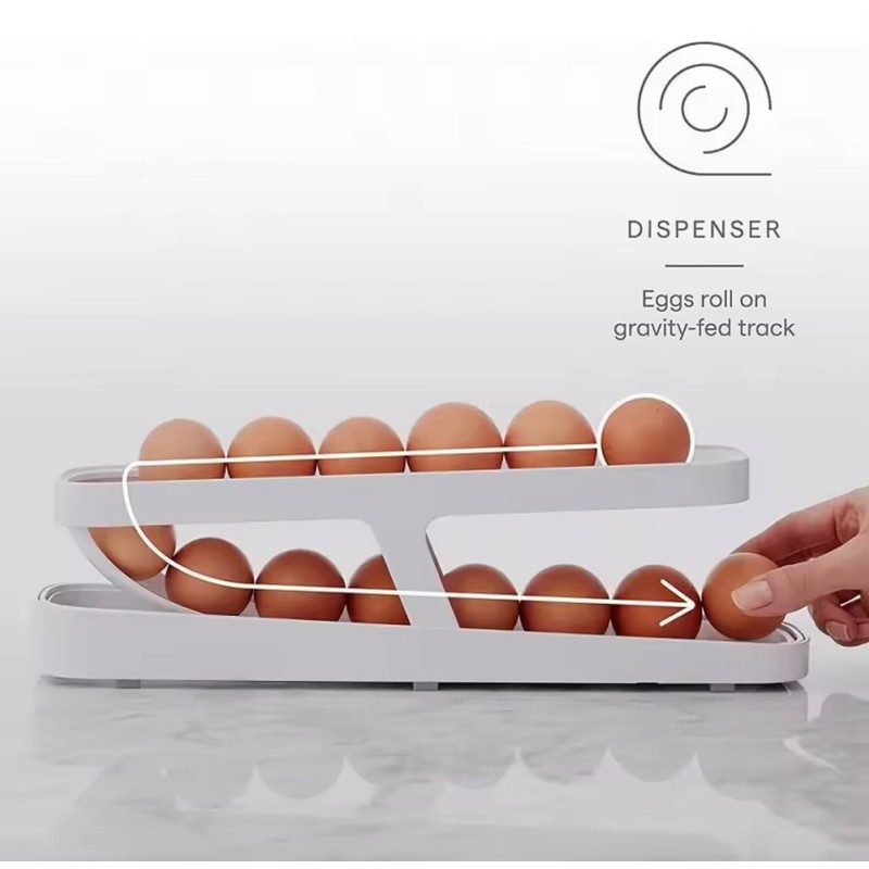 I Neat Egg Dispenser, Two Tier Rolling Eggs Holder for