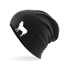Huuraa Beanie Donkey Silhouette Unisex Hat Size with Motif for All Animal Lovers Gift Idea for Friends and Family, black