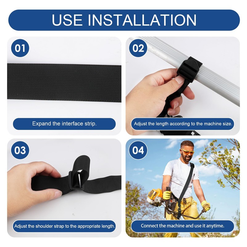 Lunpoem Adjustable Shoulder Strap Grass Trimmer Carry Strap, Black, for