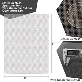 AMZDEPOT 6 Pack 6x8 Inch Wire Mesh, 20 Mesh Stainless Steel Mesh, Never Rust Sturdy Metal Mesh Screen for DIY Projects, Vent, Cage, Garden, Window Screen, Filter Mesh
