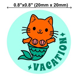VisualCraftsDepot Paper Stickers for Planner. Vacation stickers. Kitty Mermaid.