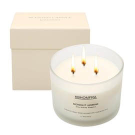 KBHOMFRA Scented Candle for Home,Jasmine Fragrant, Soy Wax 12.4oz Large Capacity,3-Wick 70 Hours Burn,for Festival Luxury Gift,Sleep Decor Relaxation Ambience