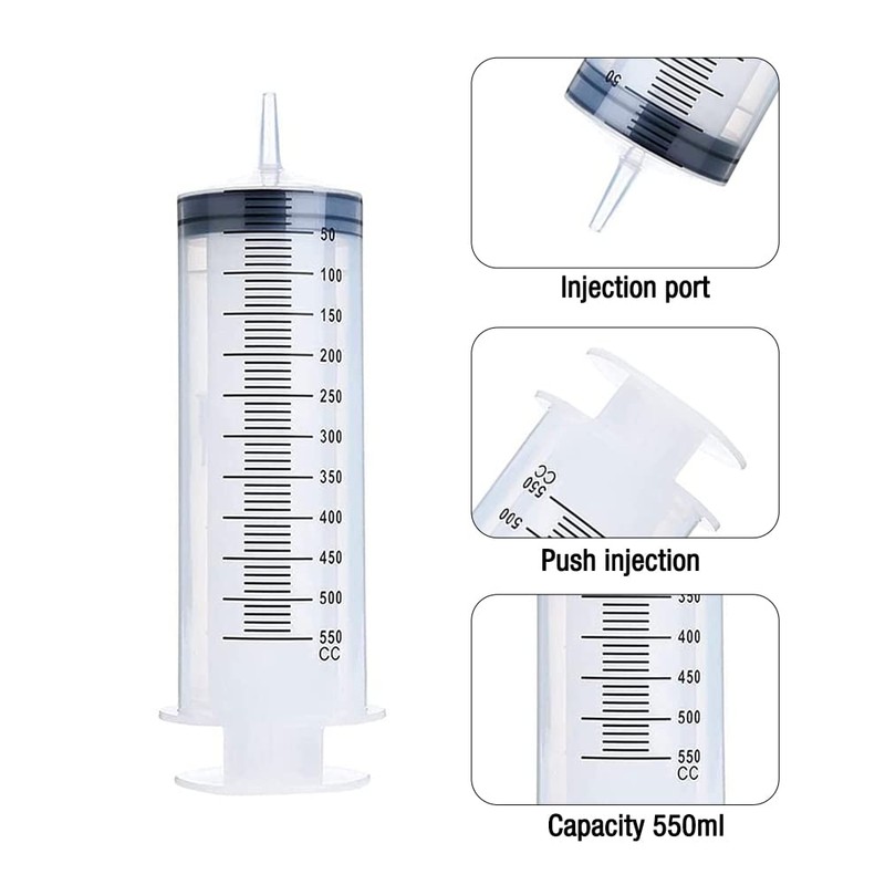 Gobesty Large Syringe with Hose, 550 ml Industrial Syringe, Plastic