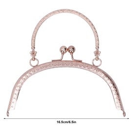 Metal Purse Frames, 16.5cm/6.5in Semicircle Metal Kiss Clasp Lock with Arch Handle Retro Embossed Framefor DIY Bag Handle Sewing Craft Purse Making(Gold)