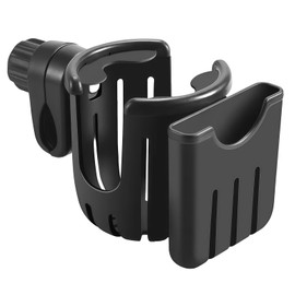 Arvoni Baby Stroller Drink Holder, 2 in 1 Baby Stroller Cup Holder with Phone Holder, 360° Universal Cup Holder for ABC Design, Cybex, Hauck, Joie (Black)