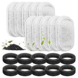 Cunina 10 + 10 Pcs Cat Water Fountain Filter, 1.2 gal (3.2 L) Dog Water Founder, Replacement Filter, Activated Carbon Filter, Cat Water Filter, Pet Automatic Water Filter, Safe, Clean,