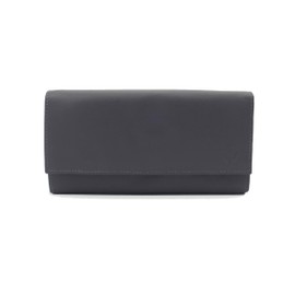 WASAMA Genuine Leather Long Wallet for Women with Multiple Card Slots, Phone Compartment, Zipper Coin Pouch and RFID in Shades of Cream/White/Grey/Magenta Thunderstorm Grey