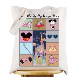 KEYCHIN Enchanted Kingdom Tote Bag Mouse Family Trip Gifts Meet Me At My Happy Place Shoulder Bag Magic Castle Park Gifts, Meet Me Mouse Tb, Medium