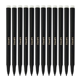 LUXSIN Single Colour Felt Tip Pens, BLACK, Fine Point, Pack of 12, Ideal for Write Draw Sketch Mark, Perfect for School Home Nursery Use, iZOFAX Black Ball Pen