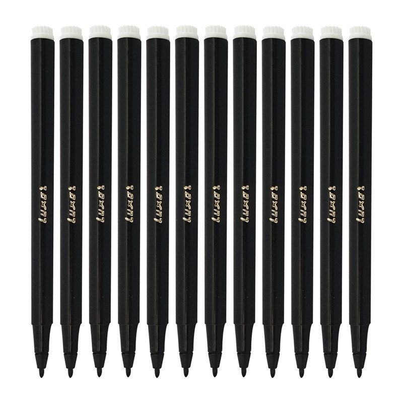 LUXSIN Single Colour Felt Tip Pens, BLACK, Fine Point, Pack