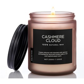 M&SENSE Coconut & Jasmine Strong Scented Candles, Jar Candle Organic Natural Scented Candle 7.05oz 50 Hour Slow Burning Candle for Bedroom Kitchen Home Decor, Housewarming Candle Gifts for Women Men