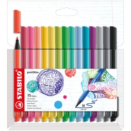 Nylon Tip Writing Pen - STABILO pointMax - Wallet of 15 - Assorted Colours