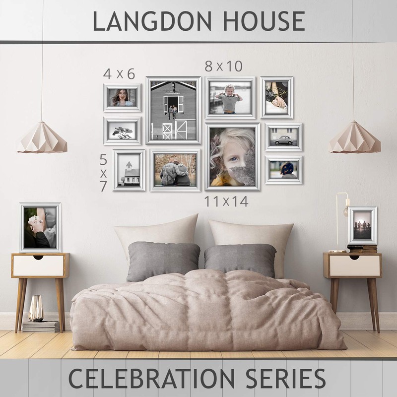 Langdon House 8x10 Picture Frames (Silver, 3 Pack), Contemporary Glam