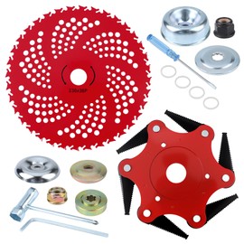 6 Steel 65Mn Razors Trimmer Head & 9" 36 Teeth Carbide Tipped Blade,Universal Weed Eater Blades Metal with Universal Adapter Kit for Brush Cutter,Trimmer
