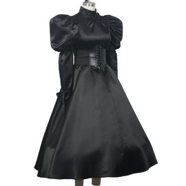 ANDHOM Gothic Victorian Dress Witch Vampire Costume with Rococo Ball Gown Victorian Ghost Styles Black