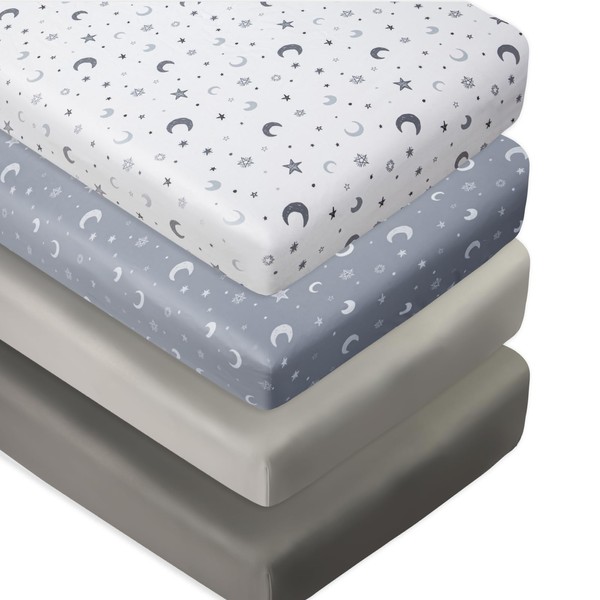4 Pack Crib Sheets Soft Neutral Unisex Fitted Baby Standard