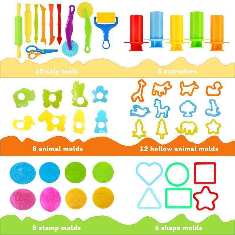LCY WEDSHI Playdough Tool Set, 49 Pcs Play Dough Tools