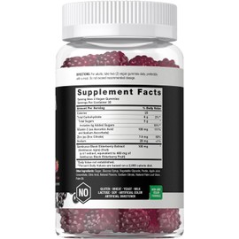 Horbaach Sambucus Black Elderberry Gummies | 60 Count | with Zinc and Vitamin C | Vegan, Non-GMO, Gluten Free Extract for Adults | Berry Flavor | by Berkshire Labs