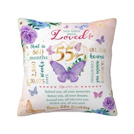 Skizbcw 55th Birthday Gift for Women, 55 Birthday Decorations for Women, 55 Year Old Birthday Gifts Women, 1969 Birthday Gifts for Women, 55 Birthday Gifts for Women Throw Pillow Covers 18×18 Inches