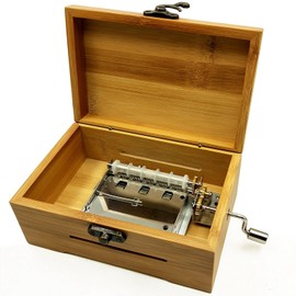 Wingostore 30 Notes Hand Crank Music Box Movement with Copper Gear DIY Make Your Music Tool Kit (With Bamboo Box)