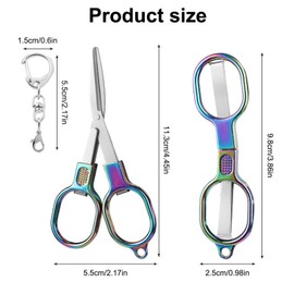 3 Pcs Foldable Stainless Steel Mini Scissors， Portable, Safety Keychain Design for Travel, Office, Craft, Sewing & Nursing(Color)