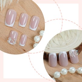 Medium Press on Nails Square Fake Nails Blue Ombre False Nails with Gold Designs Artificial Nails Cute Glossy Stick on Nails for Women 24Pcs