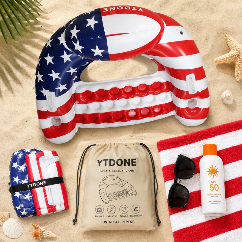 Inflatable Pool Float Chair with Detachable Sunshade – U-Shaped PVC