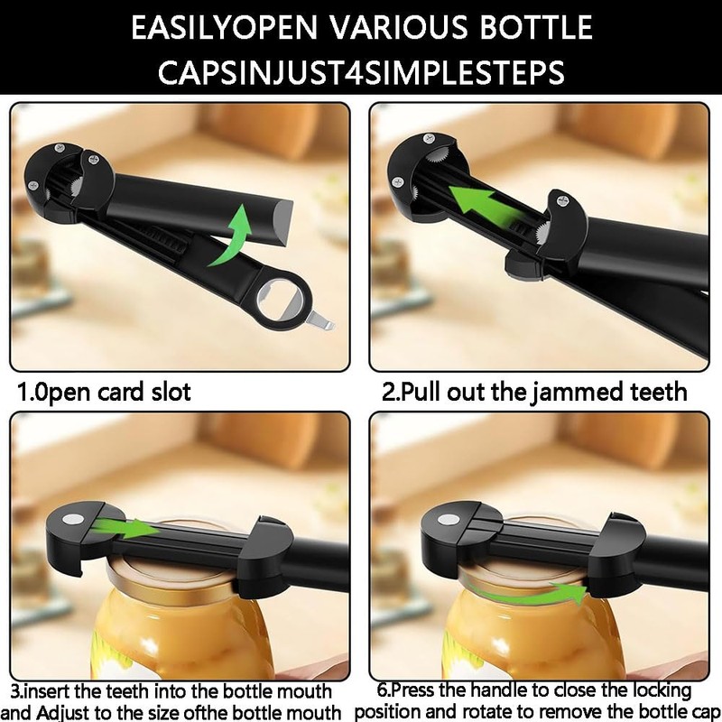 2PCS Adjustable Stainless Steel Bottle Opener, 2.5–9.5cm Multi-Function Can Opener