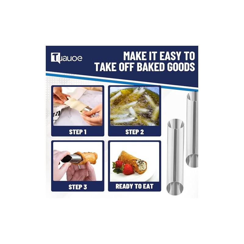 17pcs Cannoli Tubes Molds Kit, Non-stick Stainless Steel 12pcs Diagonal