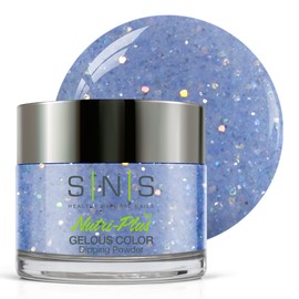 SNS Healthy Natural Nails SNS Nail Dip Powder, Gelous Color Dipping Powder - Obelisco (Blue/Glitter) - Long-Lasting Dip Nail Color Dip Nail Color Lasts 14 Days - Low Odor & No UV Lamp Needed - 1 Oz