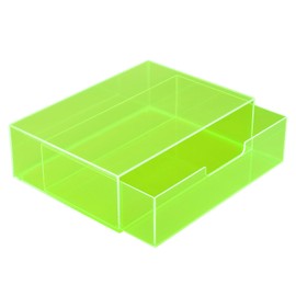 Acrylic Desk Organizer with Drawer for Makeup Vanity Stackable Desktop Storage Box for Office Supplies, 13.8 x 9.8 x 3.9’’, Neon Green