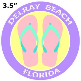 Athena Brands Flip Flops Delray Beach Florida - Car Truck Window Bumper Graphics Sticker Decal - Panama Purple