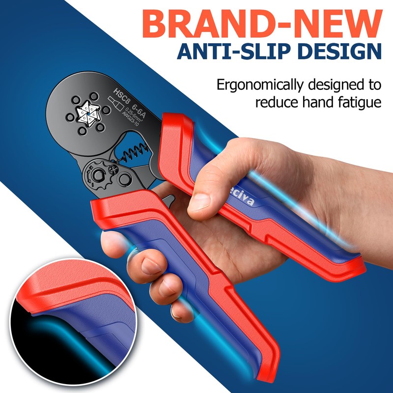 Dual Bootlace Ferrule Crimping Tool, 0.25-6mm² Hexagonal Crimping Tools, Preciva