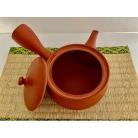 Japanese Kyusu tokoname Red Clay Teapot 12.3 fl.oz. Flower-Shaped JINSUI from Japan