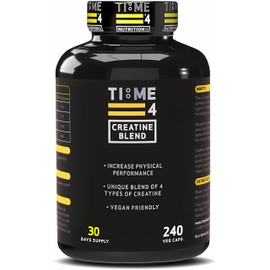 Time 4 Nutrition Time 4 Creatine Blend - 240 Creatine Capsules Not Creatine Tablets, 30 Day Supply, Unique Blend of 4 Types of Creatine, 6000mg Per Daily Serving Improve Muscle Strength Vegan Friendly & Gluten Free