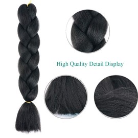 Jumbo Braiding Hair Extensions Braids Extensions 5 Bundles Synthetic Hair Kanekalon Synthetic Crochet Hair Box Braiding (Black)