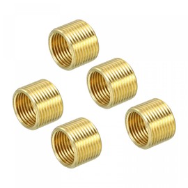 sourcing map Thread Reducing Nuts Insert M14 x 1mm Male to M12 x 1mm Female Brass Adapters 10mm Long Pipe Fitting Conversion Sleeve Reducer, Pack of 5