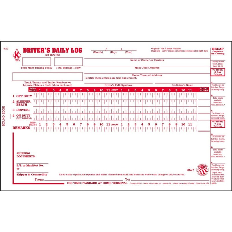 J. J. Keller 8527 Driver's Daily Log Book