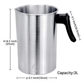 AGLARY Candle Making Pouring Pot, Double Boiler Aluminum Candle Wax Melting Pitcher，Holds for 4 Pounds Wax，with Heat-Resistant Handle and Dripless Pouring Spout,Wax melt containers，3L…