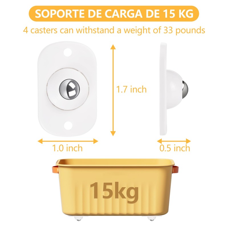 Ruedas para Muebles 8 Piezas YOMYM,Llantas para Muebles,Mini Ruedas Giratorias,Ruedas